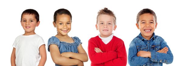 Children looking at camera isolated on a white background - Photo, Image
