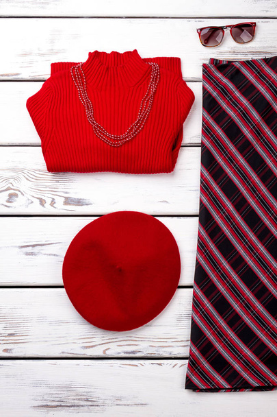 Красная зимняя женская одежда
. - Фото, изображение