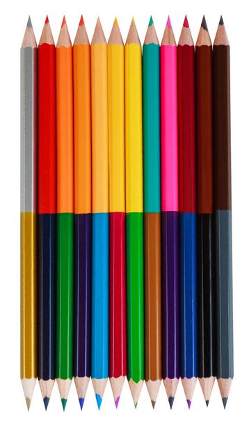 Lápices de color de doble cara brillantes de cerca, concepto de arte
 - Foto, imagen