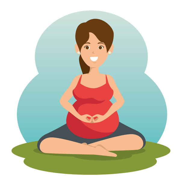 Trening jogi dla zdrowej ciąży  - Wektor, obraz