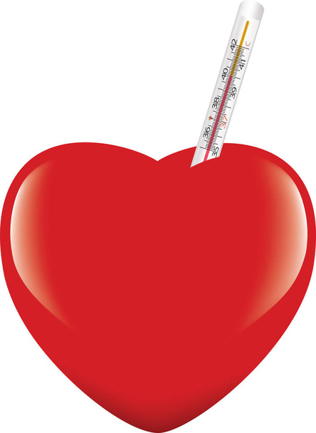 καρδιά με τη θερμότητα μέτρηση θερμόμετρο - Διάνυσμα, εικόνα