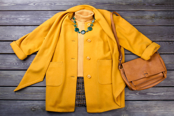 Yellow winter garment and accessories. - Photo, Image