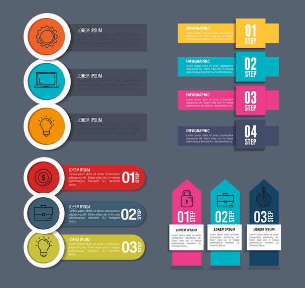business infographic template icons - Вектор,изображение
