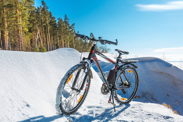 Winter walk on the bike. Western Siberia - Fotoğraf, Görsel