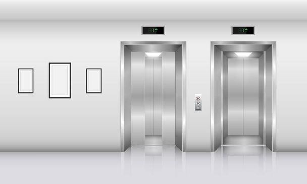 Ρεαλιστική ασανσέρ στο γραφείο οικοδόμησης., εσωτερική έννοια, διάνυσμα - Διάνυσμα, εικόνα