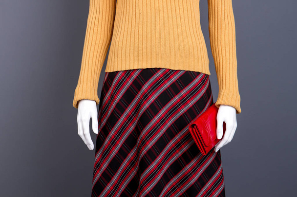Fermer vêtements d'hiver avec portefeuille rouge
. - Photo, image