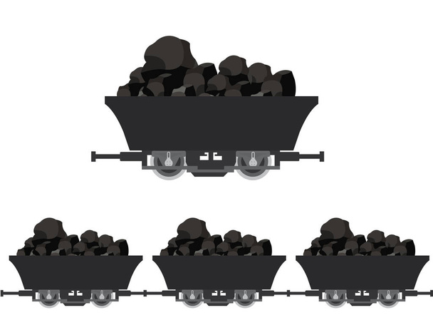 Montón de carbón vegetal, vagones de minas de carbón, ilustración vectorial
 - Vector, imagen