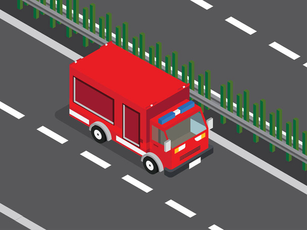 пожежна машина вантажівка на шосе
 - Вектор, зображення