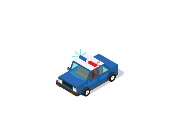 isometric 3d blue police car, vector illustration - Vector, Image