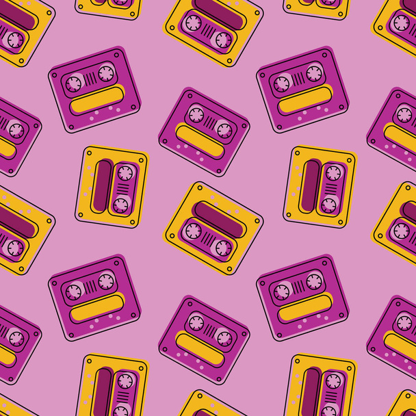Funky tape mix seamless pattern - Vecteur, image