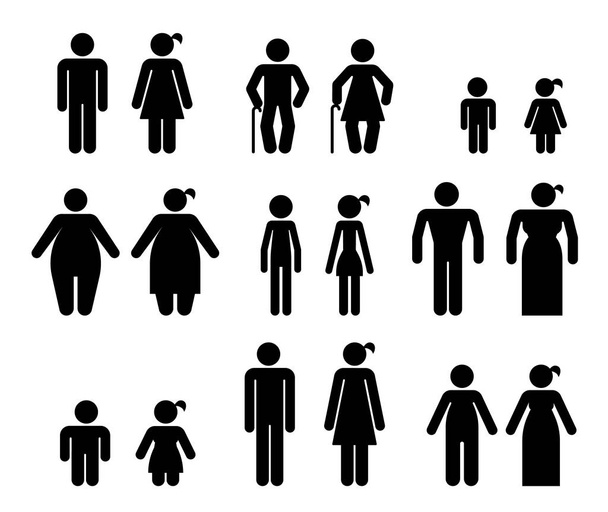 Conjunto de pictogramas que representan varios tipos de personas. Cuerpo a
 - Vector, Imagen