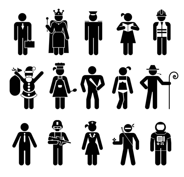 Conjunto de pictogramas que representam pessoas com várias profissõesona
 - Vetor, Imagem