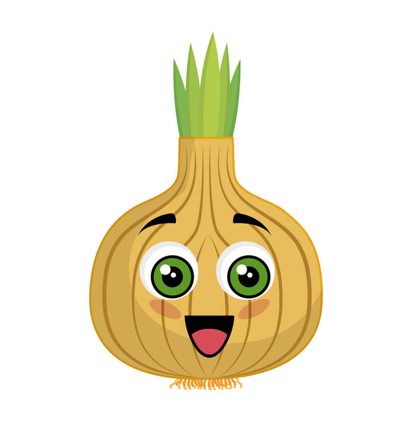 κρεμμύδι λαχανικά κωμικό χαρακτήρα - Διάνυσμα, εικόνα