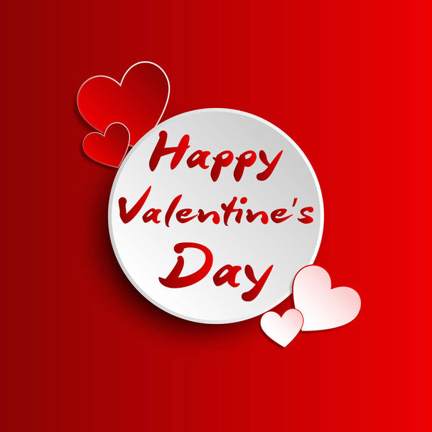 White paper circle with small heart on Red background for Happy valentine day graphic concept design - Vector, Image