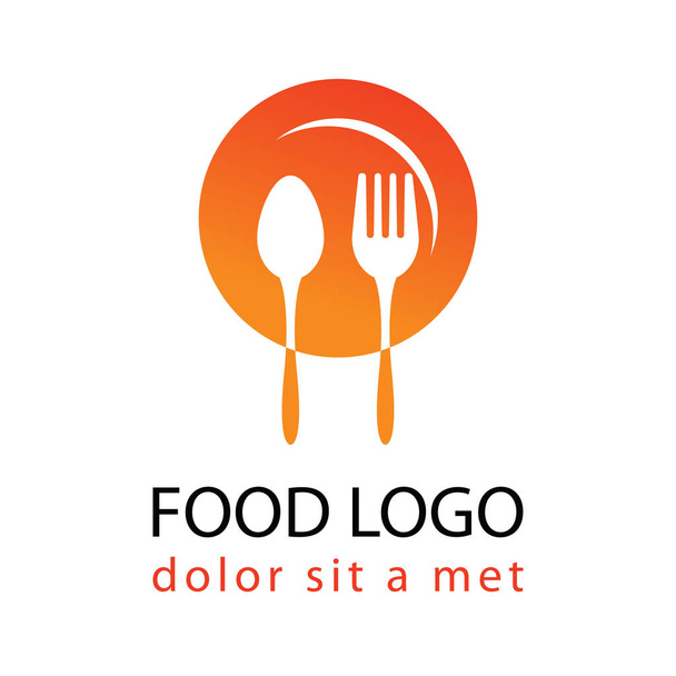食品のロゴ シルエット スタイル オレンジ黄色グラデーション色 - ベクター画像