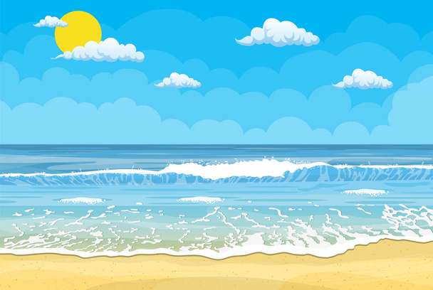 Песчаный пляж под ярким солнцем - Вектор,изображение