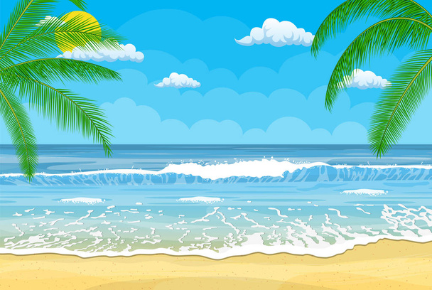 Písečná pláž pod jasným sluncem - Vektor, obrázek