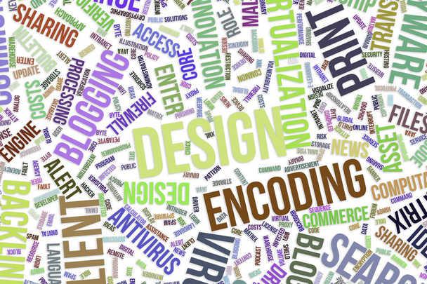 Diseño, palabra conceptual nube para negocios, tecnología de la información
 - Foto, imagen