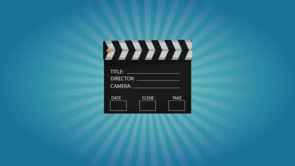 Clapboard pojawia się niebieskie tło animacji Hd - Materiał filmowy, wideo