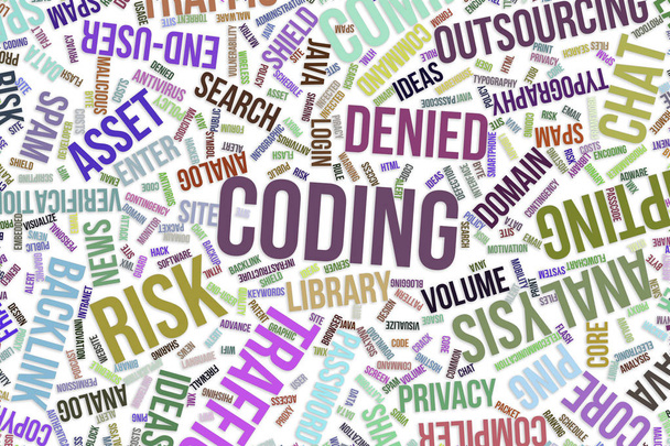 Coding, conceptual word cloud for business, information technolo - Photo, Image