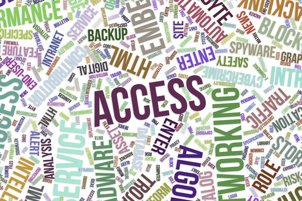 Πρόσβαση, εννοιολογική λέξη cloud για επιχειρήσεις, τεχνολογίες πληροφοριών - Φωτογραφία, εικόνα
