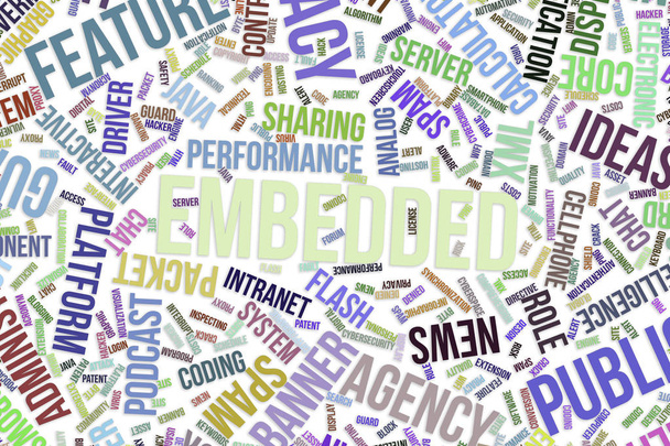 Embedded, conceptual word cloud for business, information techno - Photo, Image