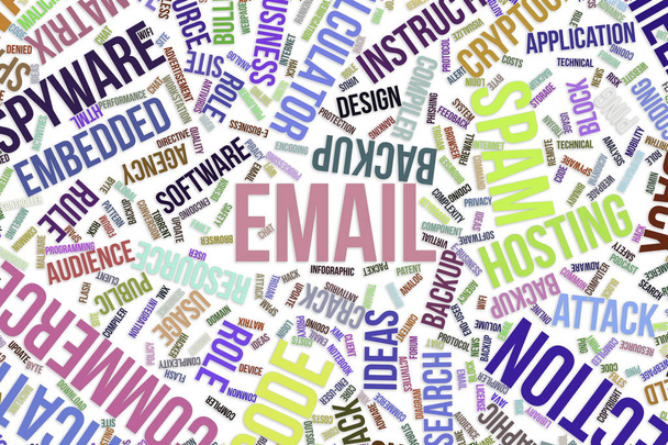 E-mail, koncepční slovo mrak pro podnikání, informace technolog - Fotografie, Obrázek