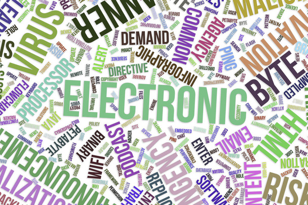 Elektronické, koncepční slovo mrak pro obchod, technické informace - Fotografie, Obrázek