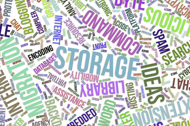 Хранение, концептуальное облако слов для бизнеса, информационные технологии
 - Фото, изображение