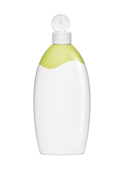 Blank white plastic cosmetics, shampoo or gel bottle - Fotó, kép