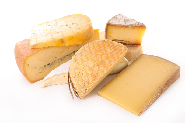 various of cheese isolated on white background - 写真・画像