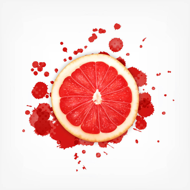 Grapefruit met splash - Vector, afbeelding