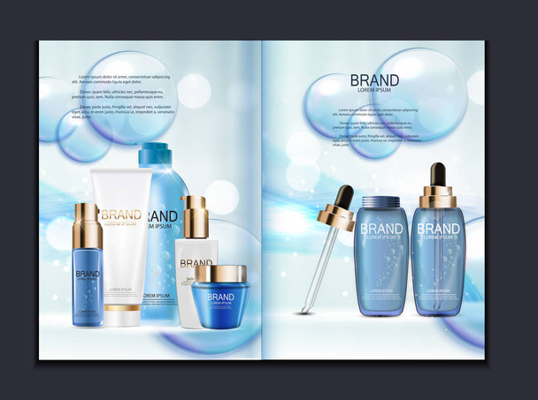 Suunnittelu kosmetiikka tuote esite malli mainoksia tai Magazine tausta. Realistinen 3D-vektorikuva
 - Vektori, kuva