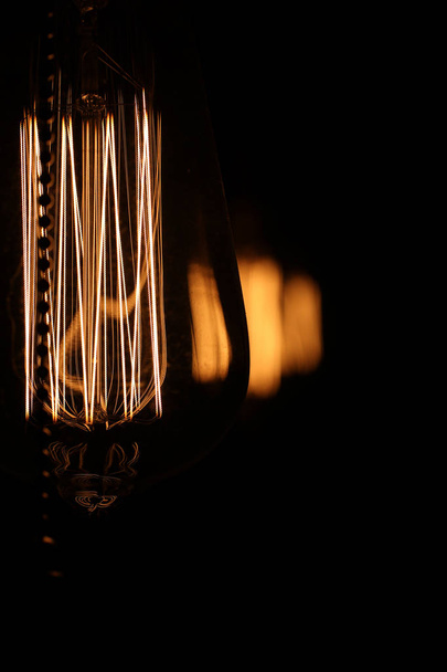 Lamps with tungsten filament. Edisons light bulb. Filament fila - Photo, Image