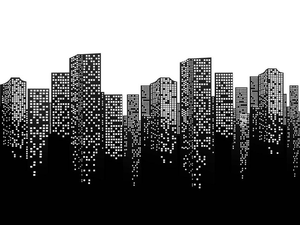 A sziluett, a város egy lapos stílusú. Modern városi landscape.vector illusztráció. City skyline silhouette háttér. Vektoros illusztráció. A sziluett, a város egy lapos stílusú. - Vektor, kép