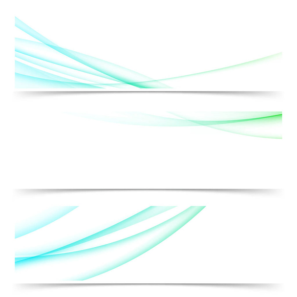 Bright modern swoosh smooth abstract wave banners flyers collection. Vector illustration - Vector, imagen