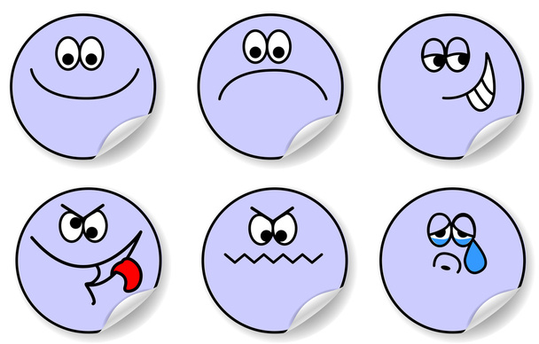 Set of six expressions of emotion - Vetor, Imagem