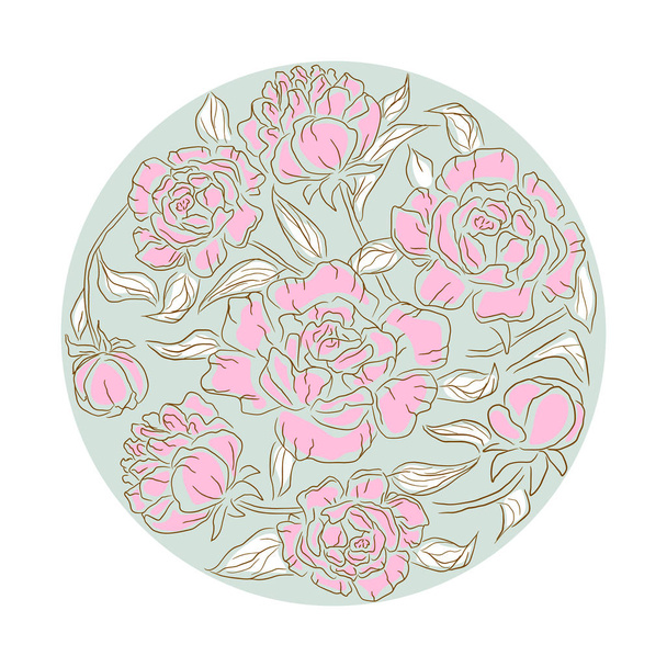 Peonies flower rosette vector isolated composition. - Vector, afbeelding