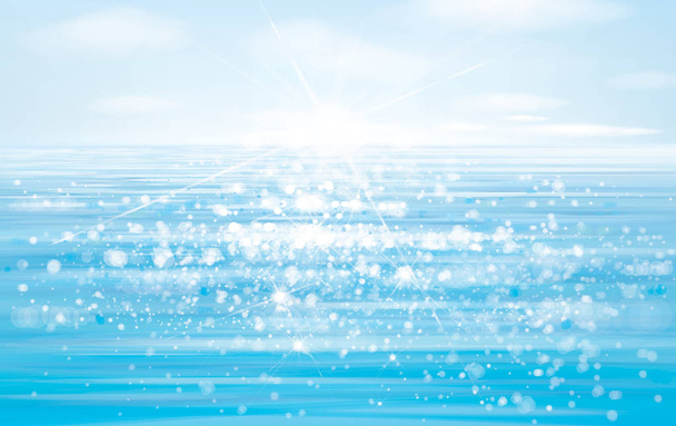 サンシャインの青い空を背景に海の景色 - ベクター画像