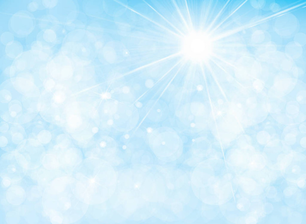青空背景の太陽の輝き - ベクター画像