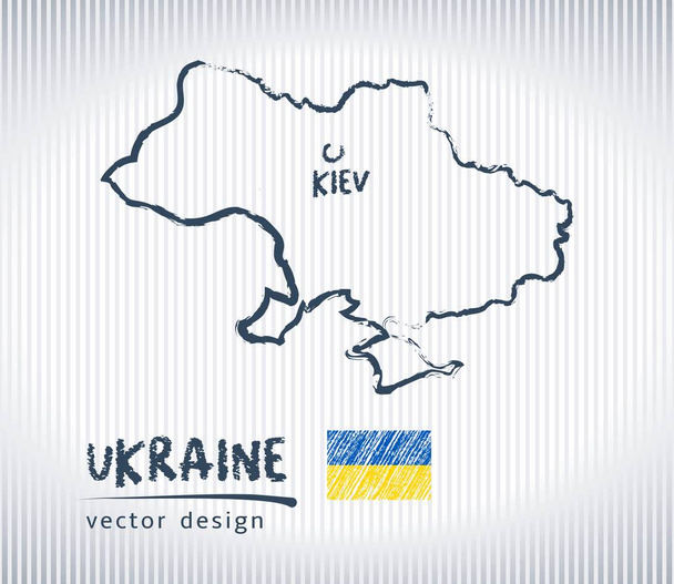 Ukraine vector sketch chalk drawing map isolated on a white background - Vector, Image