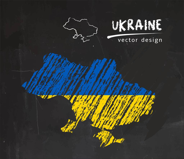 Ukrajna nemzeti vektor megjelenítése vázlat kréta zászló. Vázlat kréta kézzel rajzolt ábra - Vektor, kép