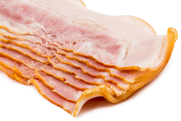 sliced bacon isolated on white background cutout - Photo, Image
