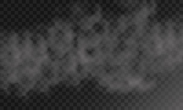 Nuvem branca ou fumaça isolada no fundo preto
 - Vetor, Imagem