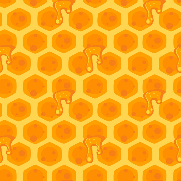 μέλι χωρίς ραφή πρότυπο, κίτρινο χρώμα, κηρήθρα των μελισσών - Διάνυσμα, εικόνα