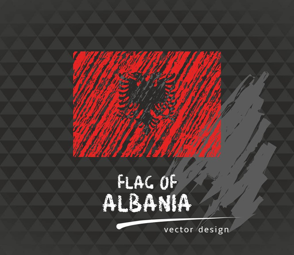 Albánia zászló, vektoros rajz kézzel rajzolt ábrán látható a háttér sötét grunge - Vektor, kép