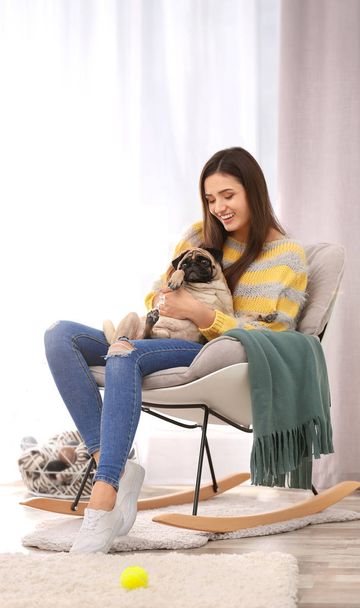 Woman with cute dog  - Foto, Imagem