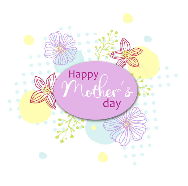 Holiday card with text Happy Mother's Day on colorful flowers decorated background. Holiday background. Can be use for sale advertisement, backdrop, as a greeting card, poster, banner, flyer - Φωτογραφία, εικόνα