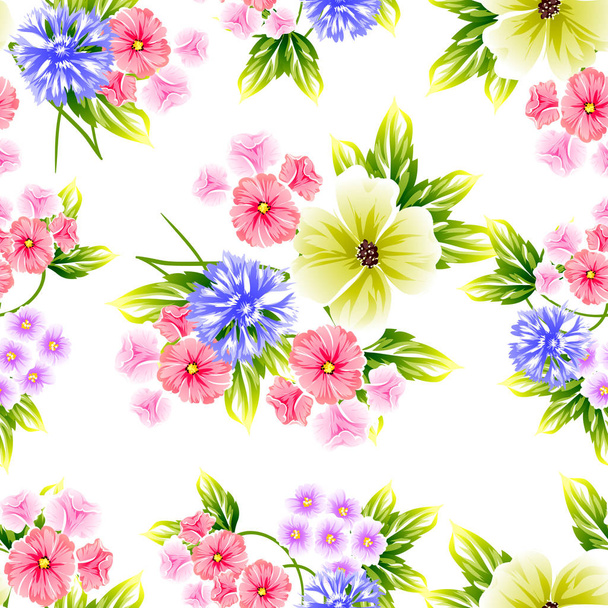 Seamless vintage style pattern of beautiful flowers - Wektor, obraz
