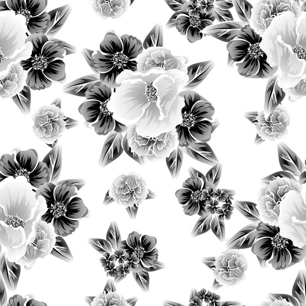 Seamless vintage style pattern of beautiful flowers - ベクター画像